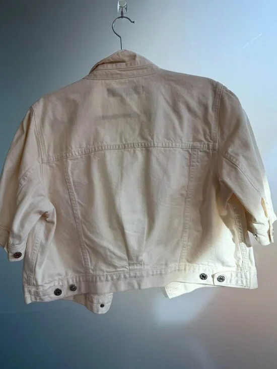 Veronica Beard Cropped Cream Denim Jacket - Picture 4 of 4